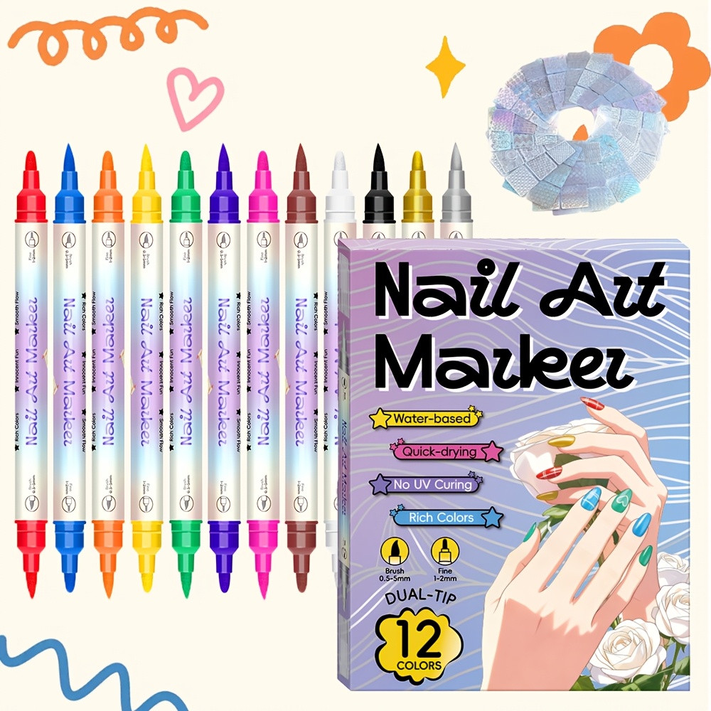 Illustration Marker Set - 12 Colors Nail Art Pen Set