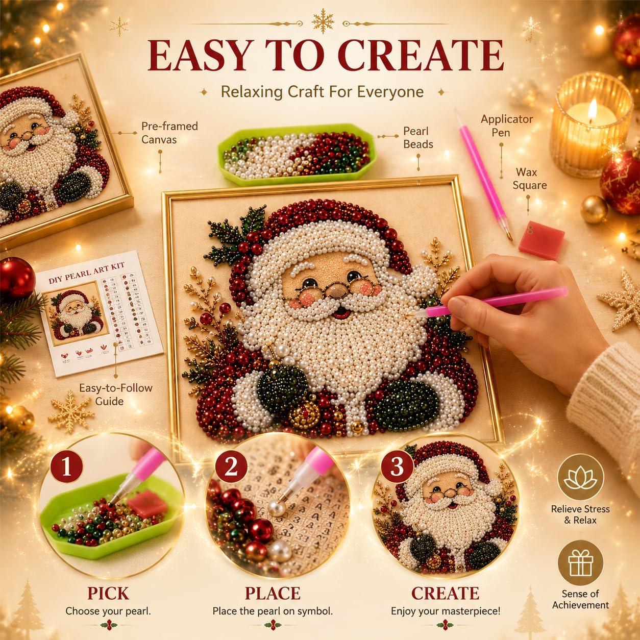 DIY Christmas Pearl Diamond Pa - Art Craft For Christmas ulasan dan harga