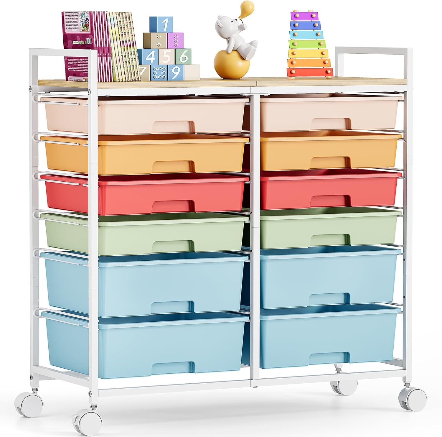 Rolling Storage Cart with 12 D - Art Craft Rainbow ulasan dan harga