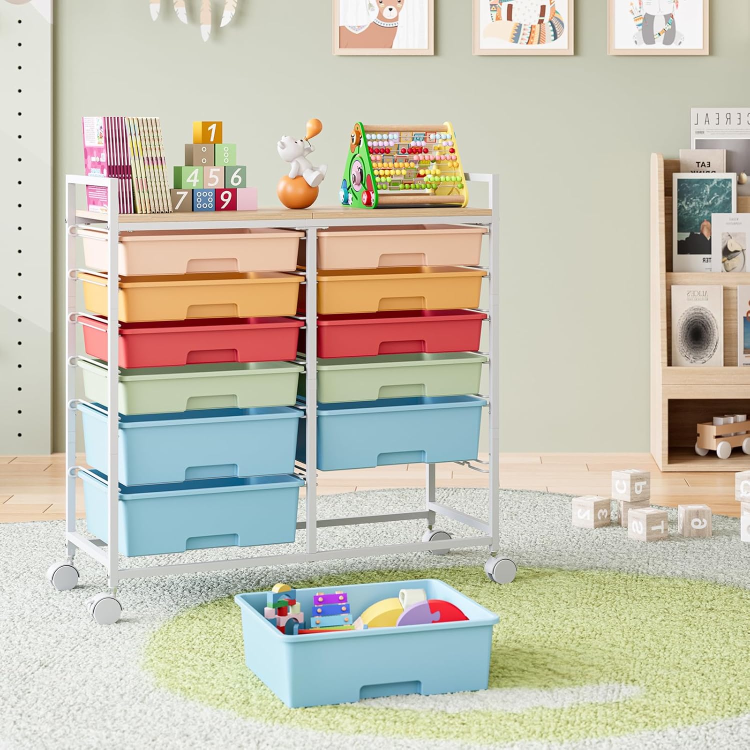 Rolling Storage Cart with 12 D - Art Craft Rainbow ulasan dan harga