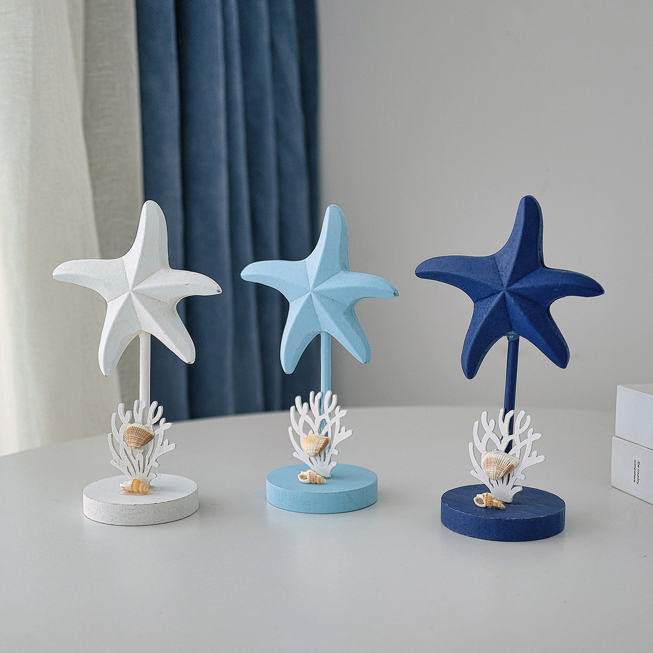 3Pcs Ocean Style Wooden Starfi - Art Craft Restaurant ulasan dan harga