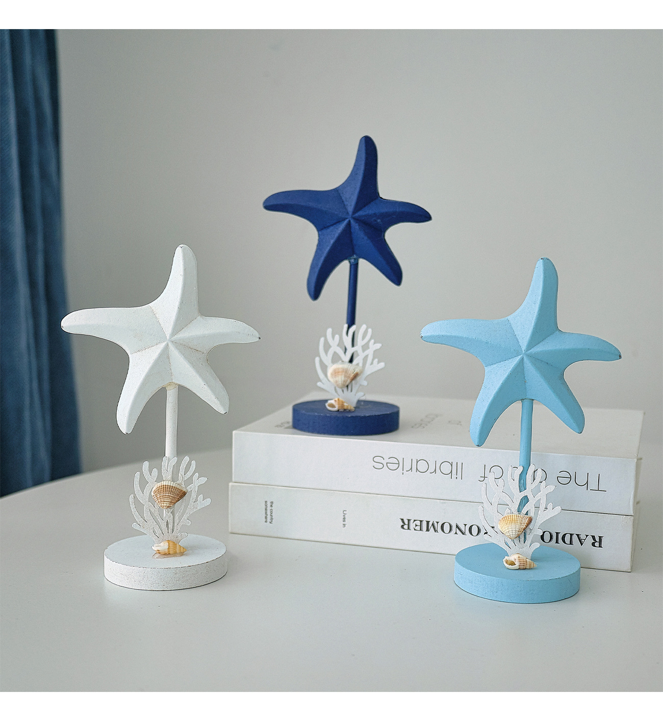 3Pcs Ocean Style Wooden Starfi - Art Craft Restaurant ulasan dan harga