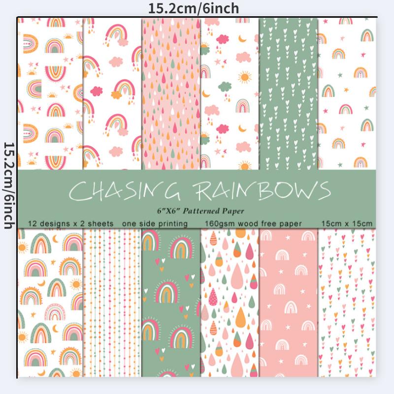 24 Sheets/Set Rainbow Craft Pa - Art Craft Rainbow ulasan dan harga