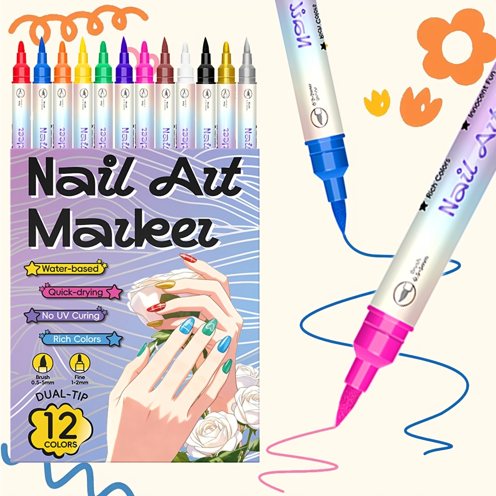12 Colors Nail Art Pen Set 24  - Illustration Marker Set ulasan dan harga