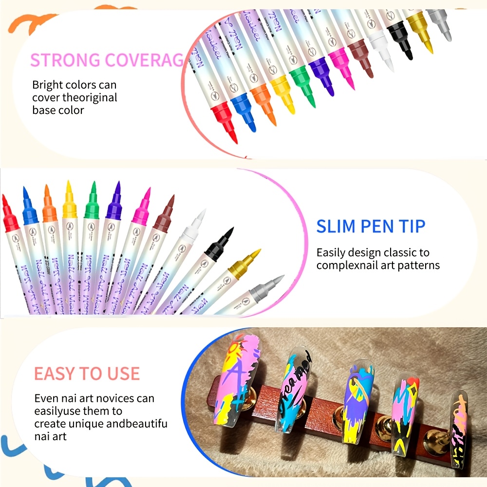 12 Colors Nail Art Pen Set 24  - Illustration Marker Set ulasan dan harga